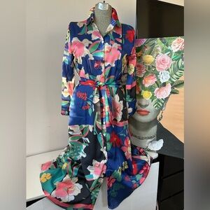 VINTAGE PINK RIPPLE SHIRTDRESS Sz.M WAIST DEFINING BELT, FIT & FLARE, COLORFUL